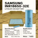 باتری لیتیوم یون 18650 سامسونگ 3200 میلی آمپر 10C ساخت 2023 (کارکرد صفر خالجوش دار) - تصویر 2